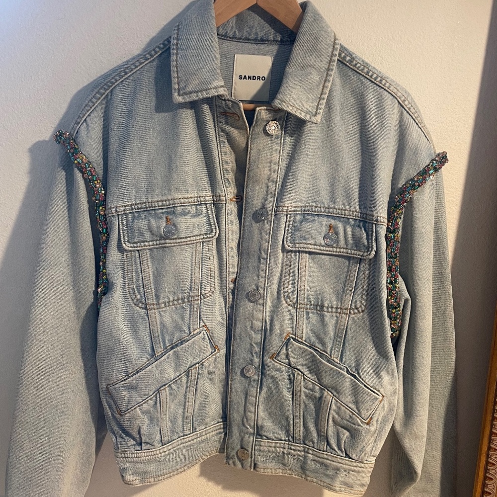 Sandro Paloma Denim Jacket Size 34 - Picture 1 of 2